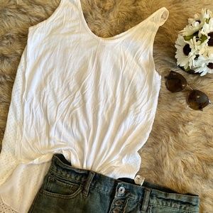 White Lace-Back Flowy Tank